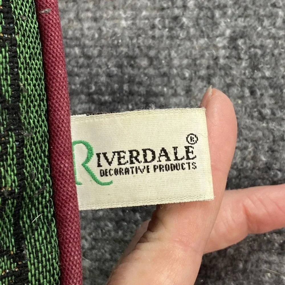 Vintage 90s Riverdale Christmas Tapestry Throw Pillow Bells Ornaments‎ 16x16 USA
